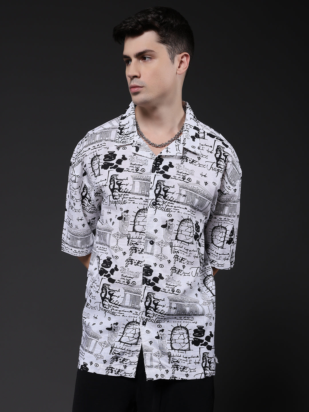 Mens Half Sleeve Casual Shirt  – White