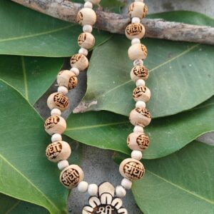 Shree Radha Flower shape locket mala with radha tulsi beads - Thumbnail Image 2