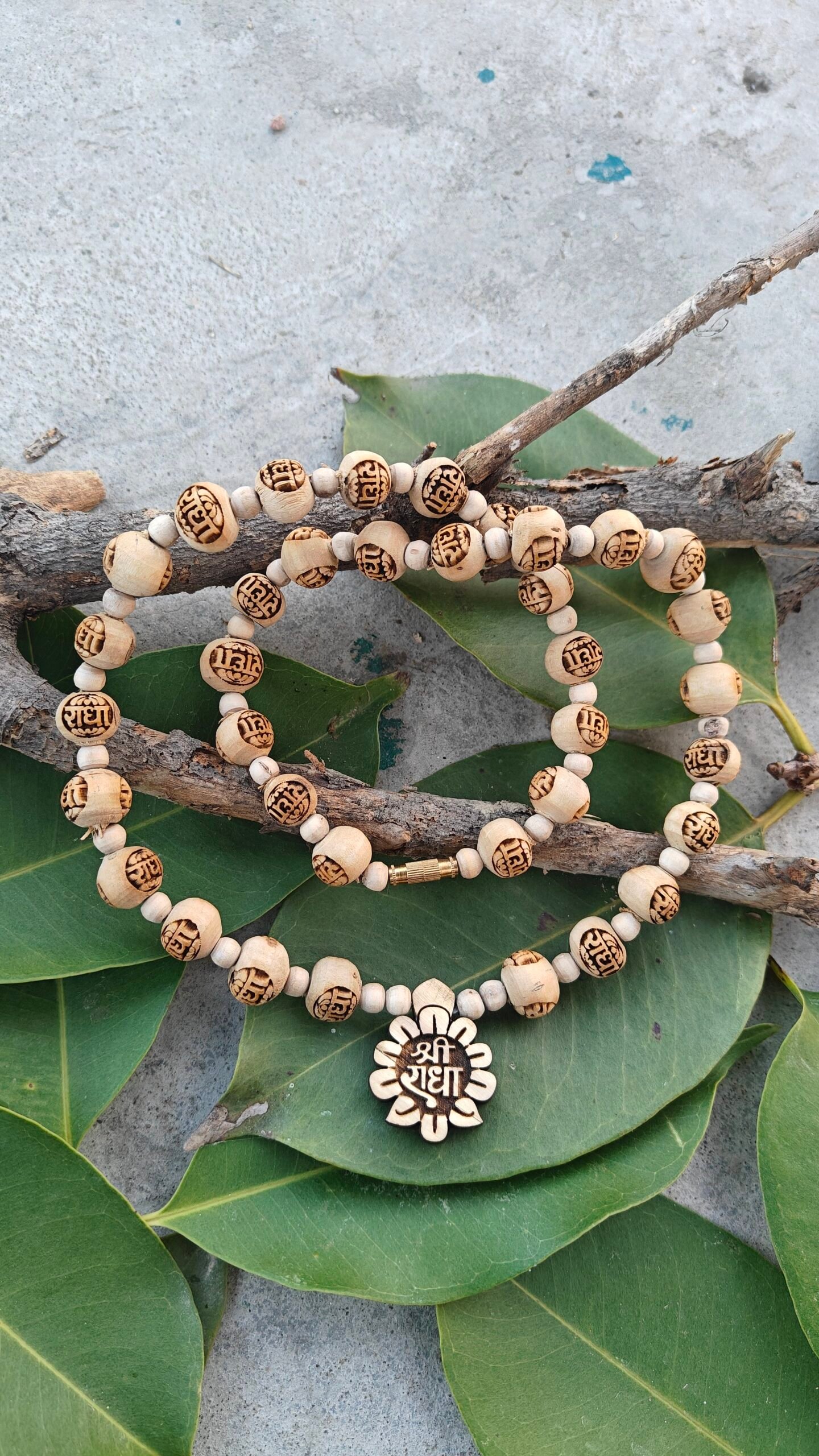 Shree Radha Flower shape locket mala with radha tulsi beads - Image 1