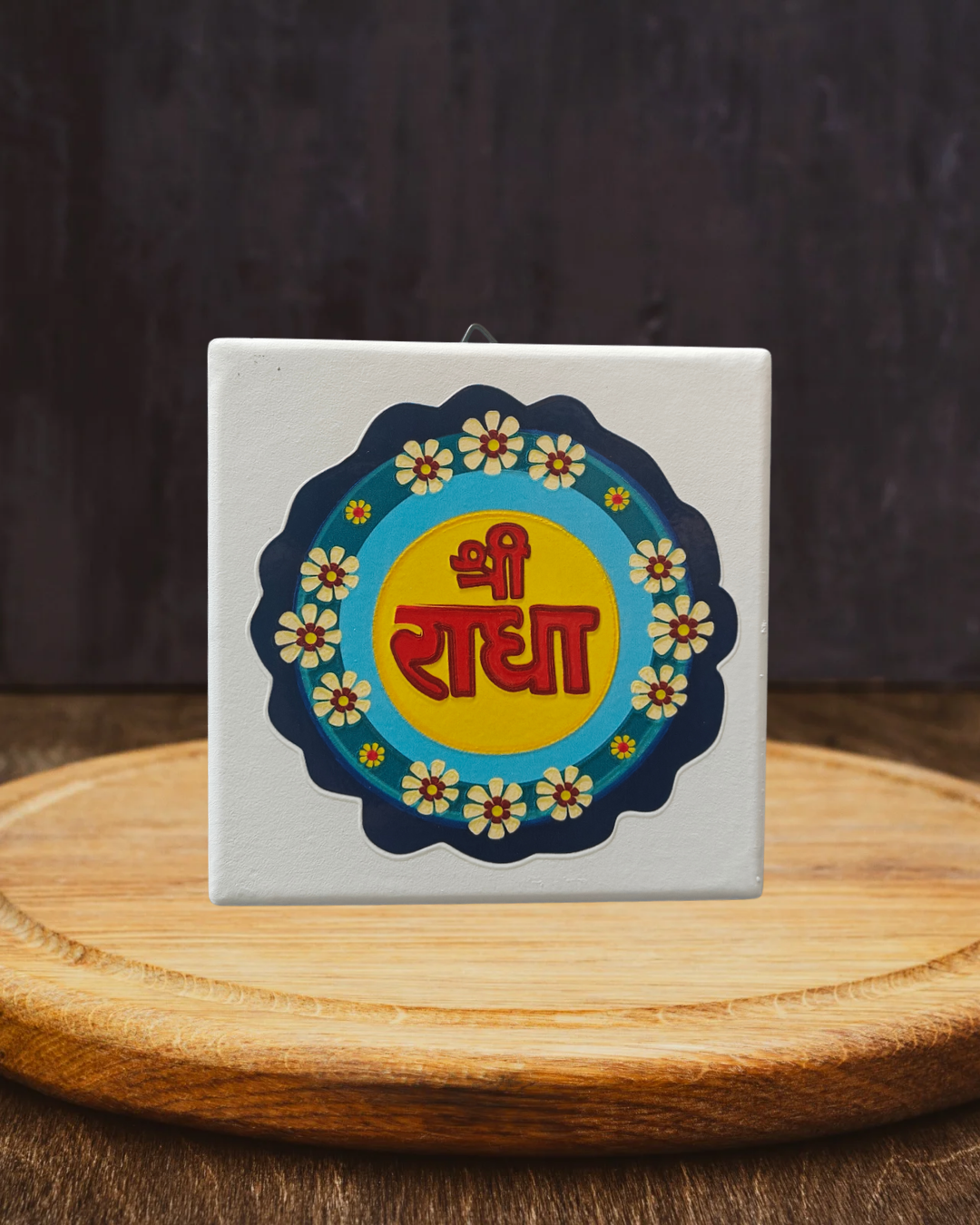 Shree radha 4*4 inch ceramic art with stand - Image 1