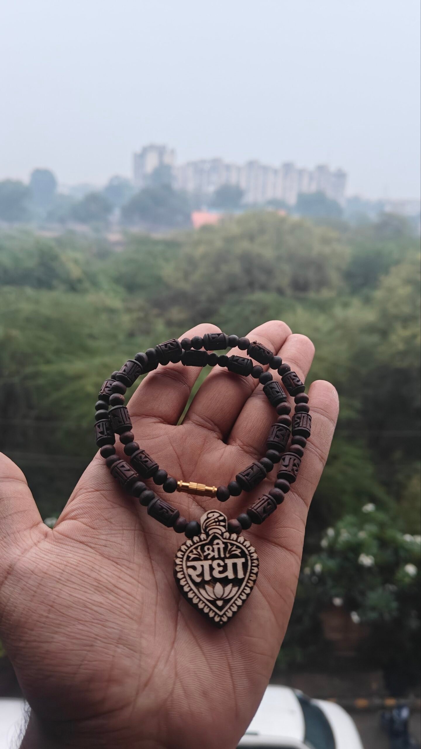 Shree radha locket mala with handcrafted black brown radha naam mala - Image 1