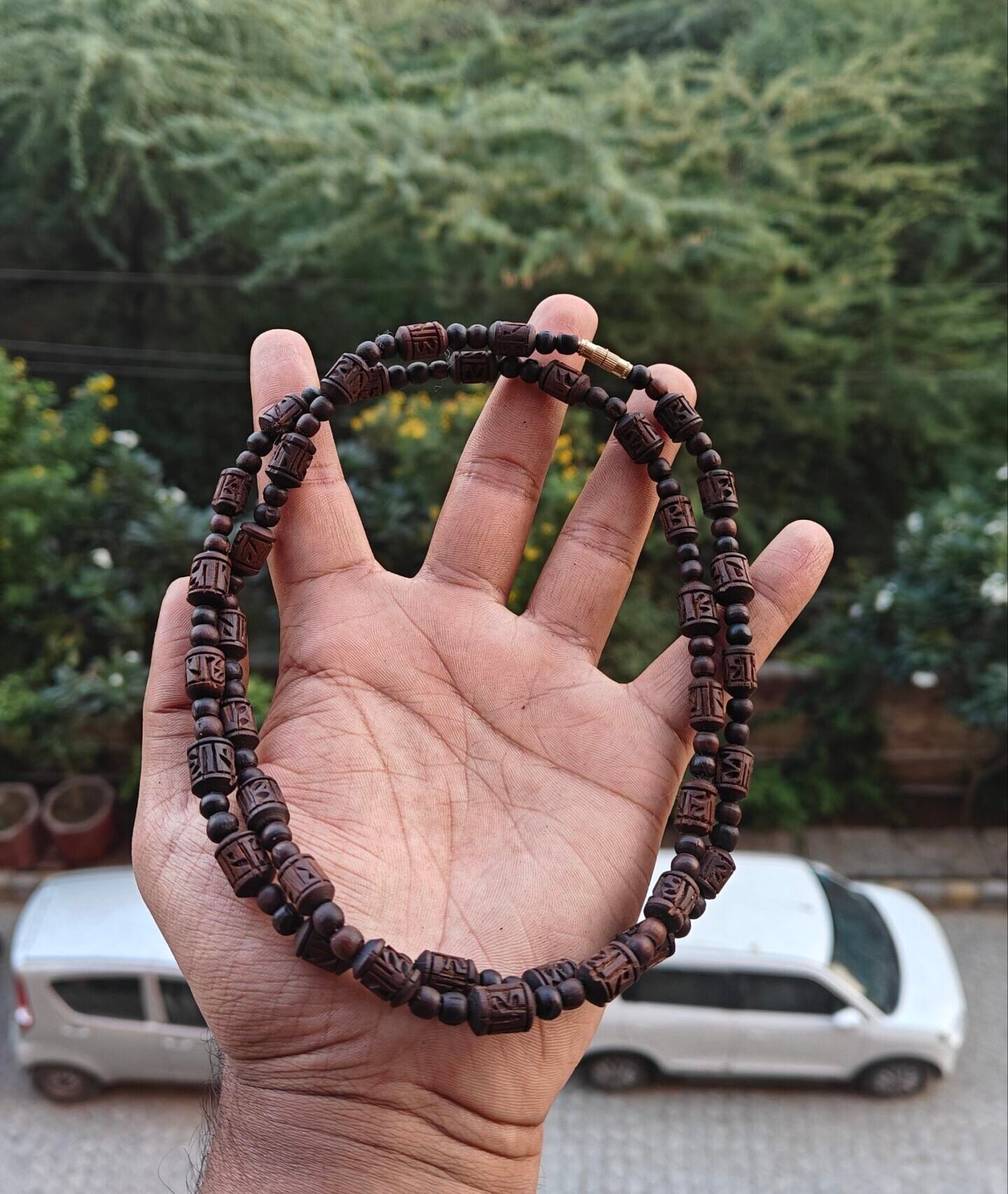 2 round black brown radha naam kanthi mala - Image 1