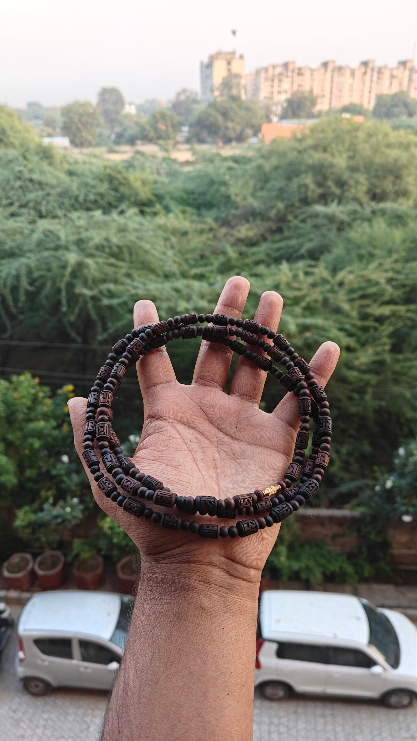 3 round black brown radha kanthi mala - Image 2