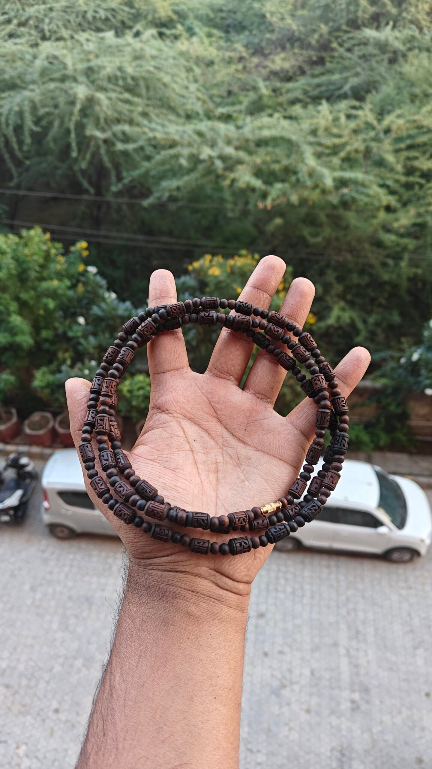 3 round black brown radha kanthi mala - Image 1