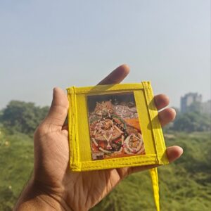 Yellow hanging jholi with chain- Double side photo - Thumbnail Image 2