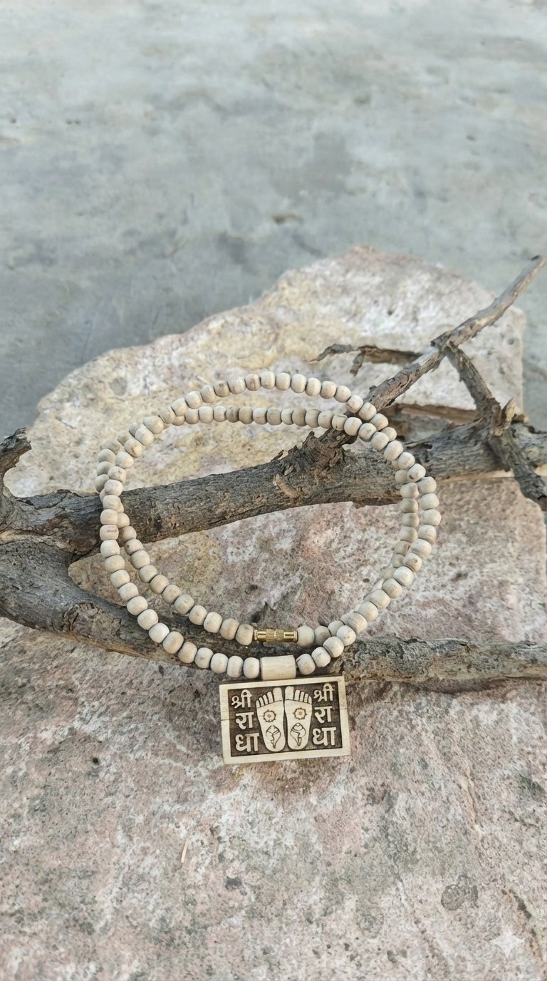 Shree Radha charan small bhaktmal locket mala - Image 1