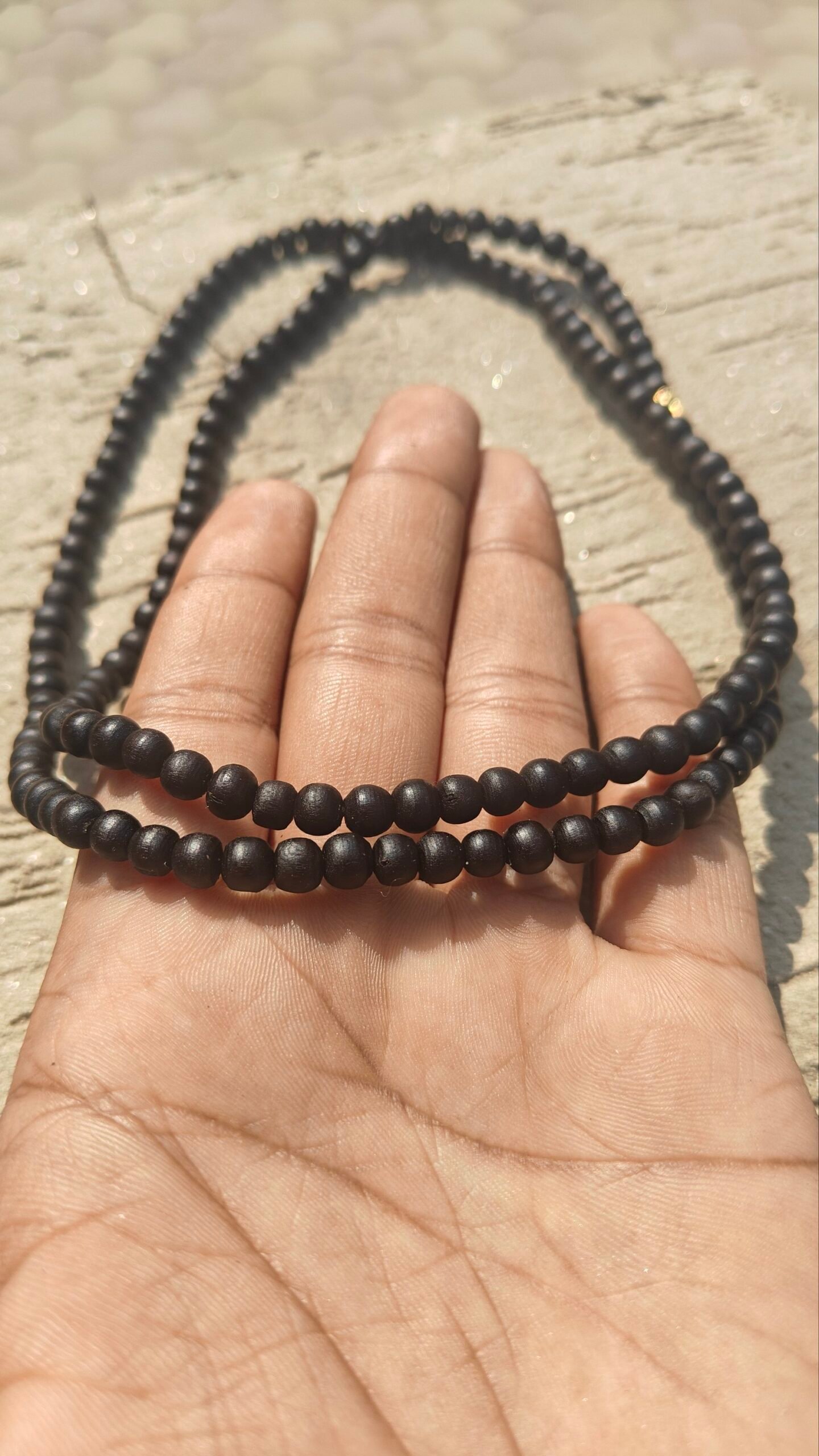 Black Premium Tulsi kanthi mala 2 round - Image 2