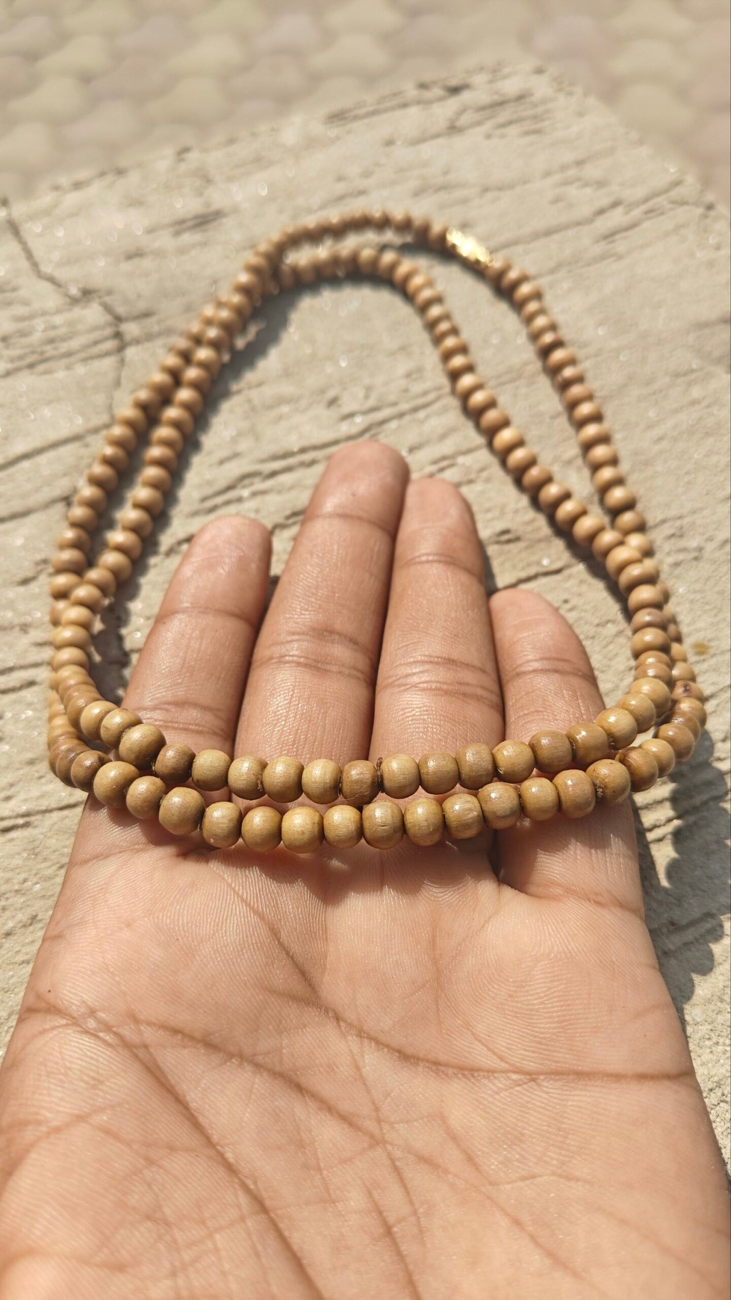 Light brown gol daana Tulsi kanthi mala 2 round - Image 2