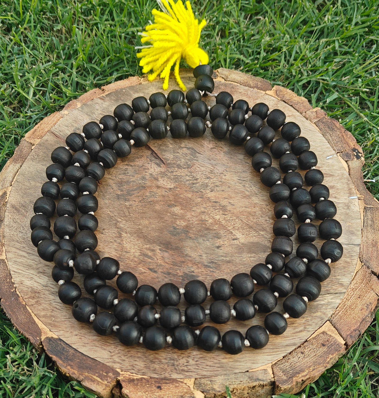 Desi ghee prepared black Tulsi japmala 108+1 beads ( 10 mm) - Image 1