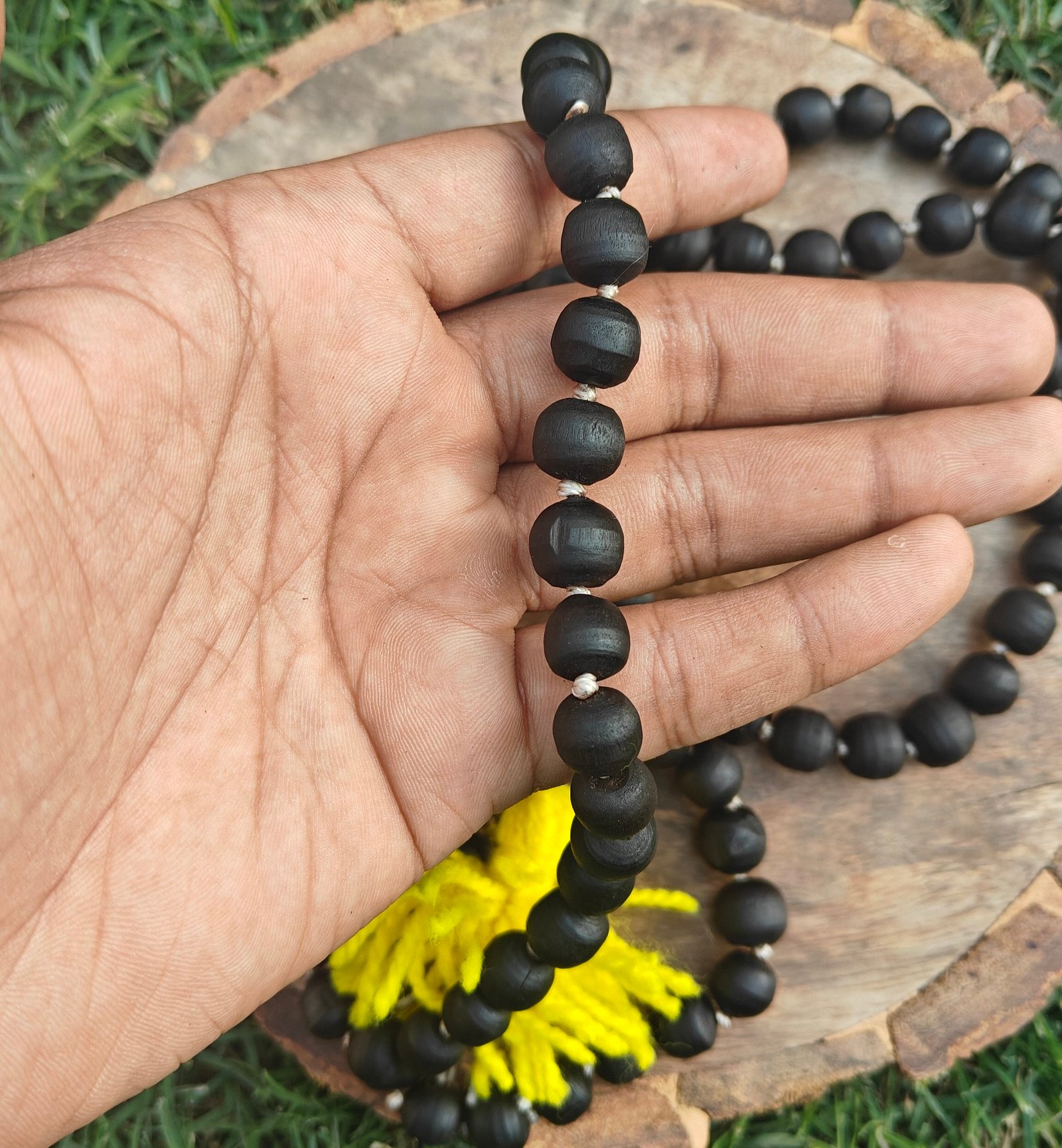 Desi ghee prepared black Tulsi japmala 108+1 beads ( 10 mm) - Image 2