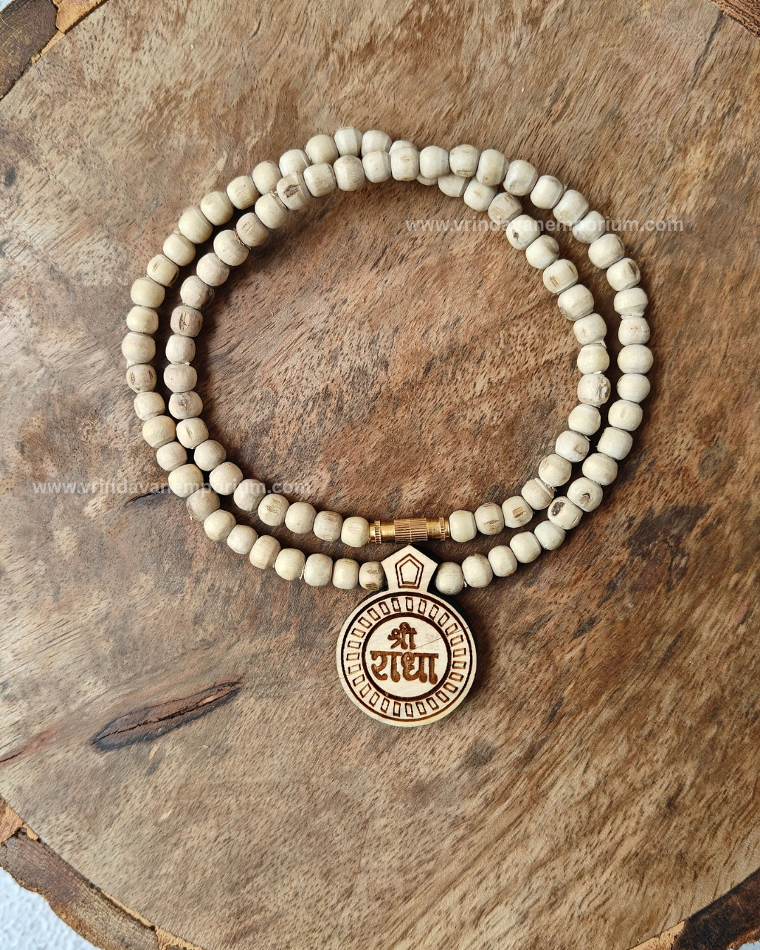 Shree Radha Round Shaped Tulsi Locket Mala - Image 1