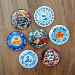 Shree Radha & Radha Krishna Pin Badge Brooch | Devotional Accessories | Vrindavan Emporium (Set of 7)
