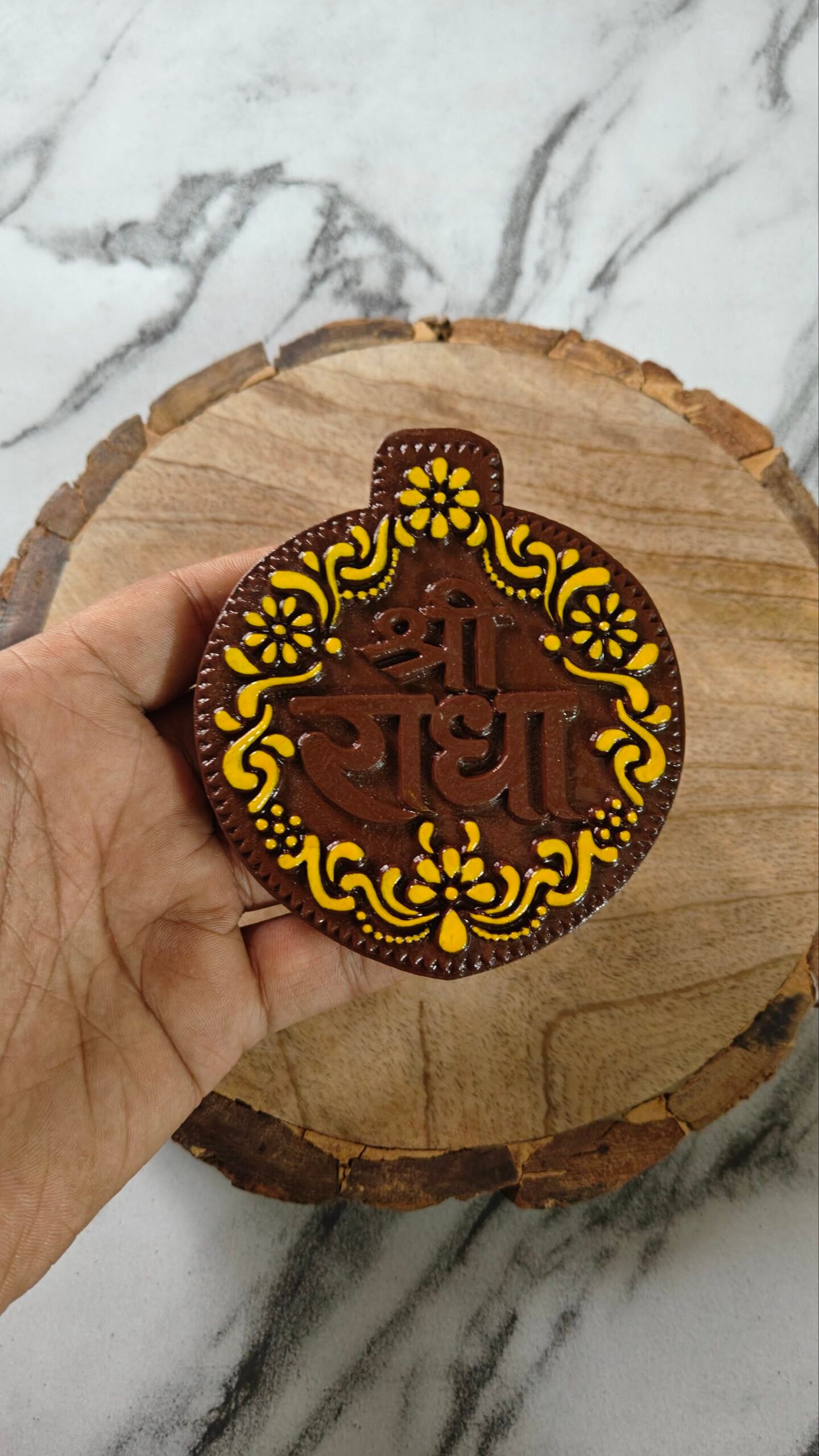 Shree Radha Premium Hand-painted Kadamb Wood Naam seva | For Seva and Home Decor - Image 2