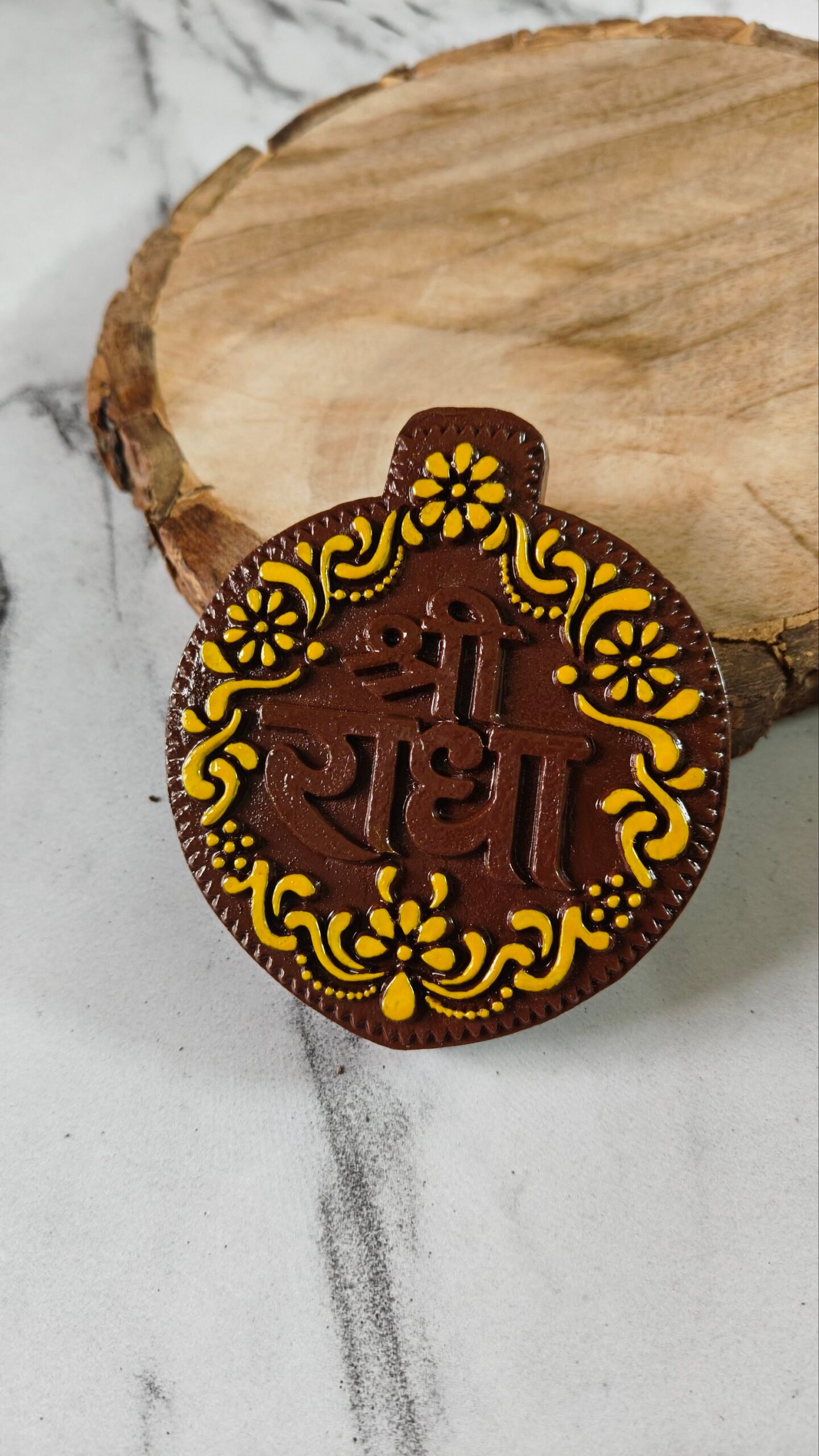 Shree Radha Premium Hand-painted Kadamb Wood Naam seva | For Seva and Home Decor - Image 1
