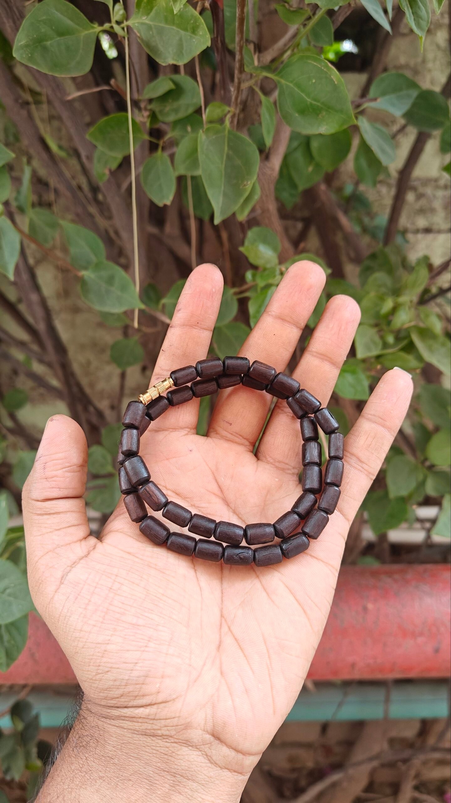 Black Long Beads Tulsi Kanthi Mala - Image 1
