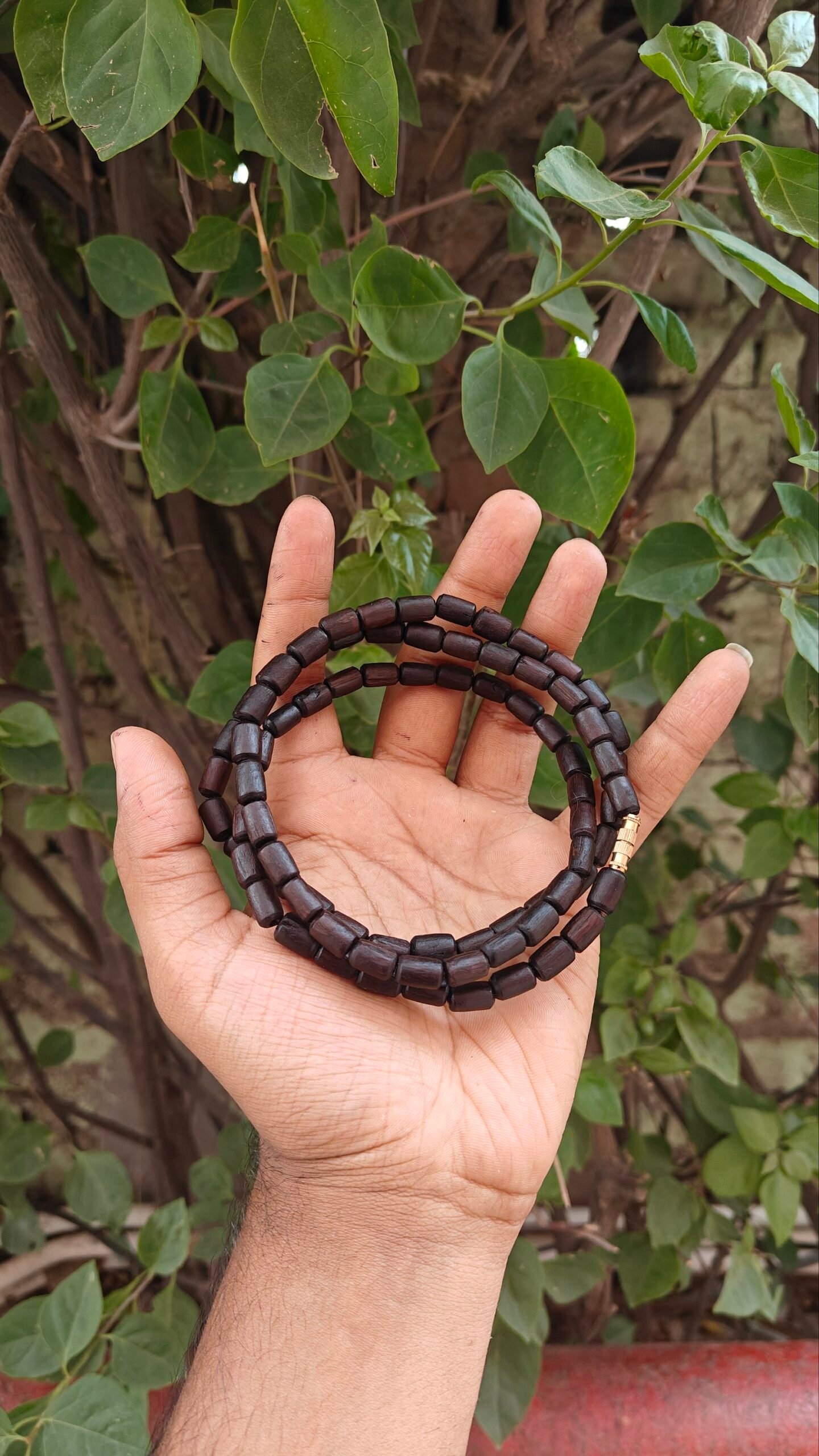 Black Long Beads 2 round Premium Tulsi Kanthi Mala - Image 1