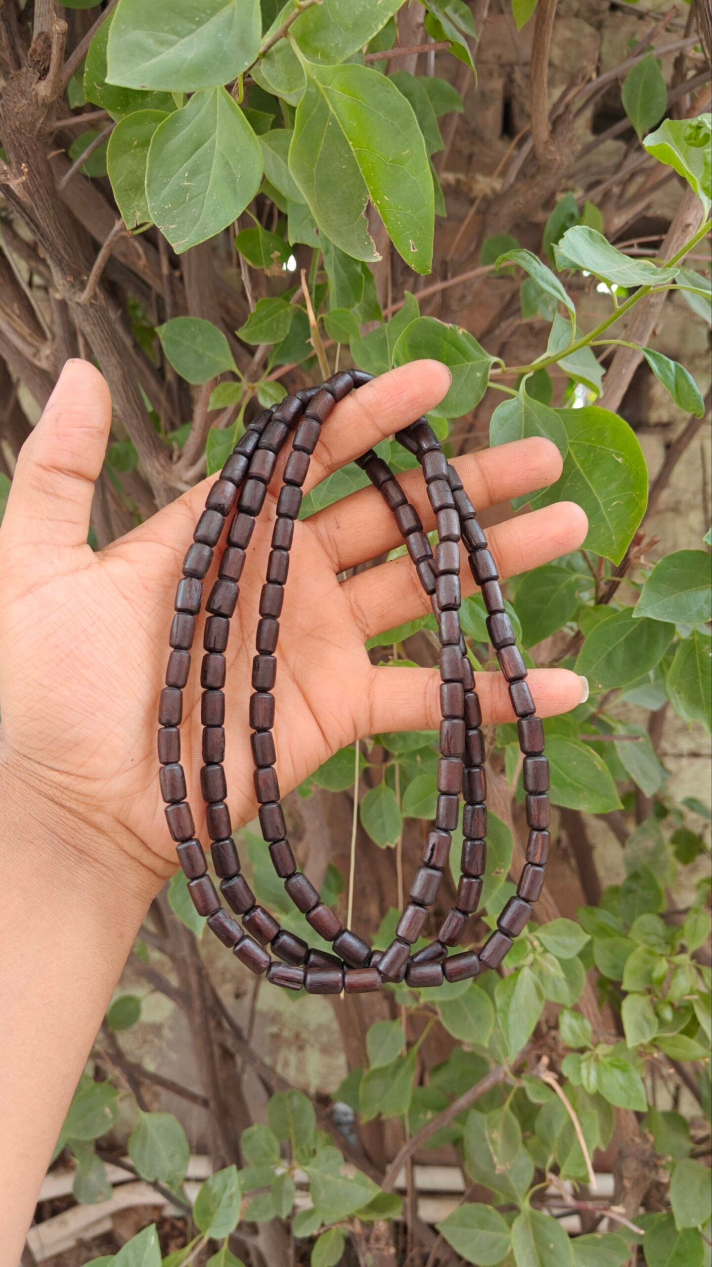 3 Round Black Long Beads Tulsi Kanthi Mala - Image 2