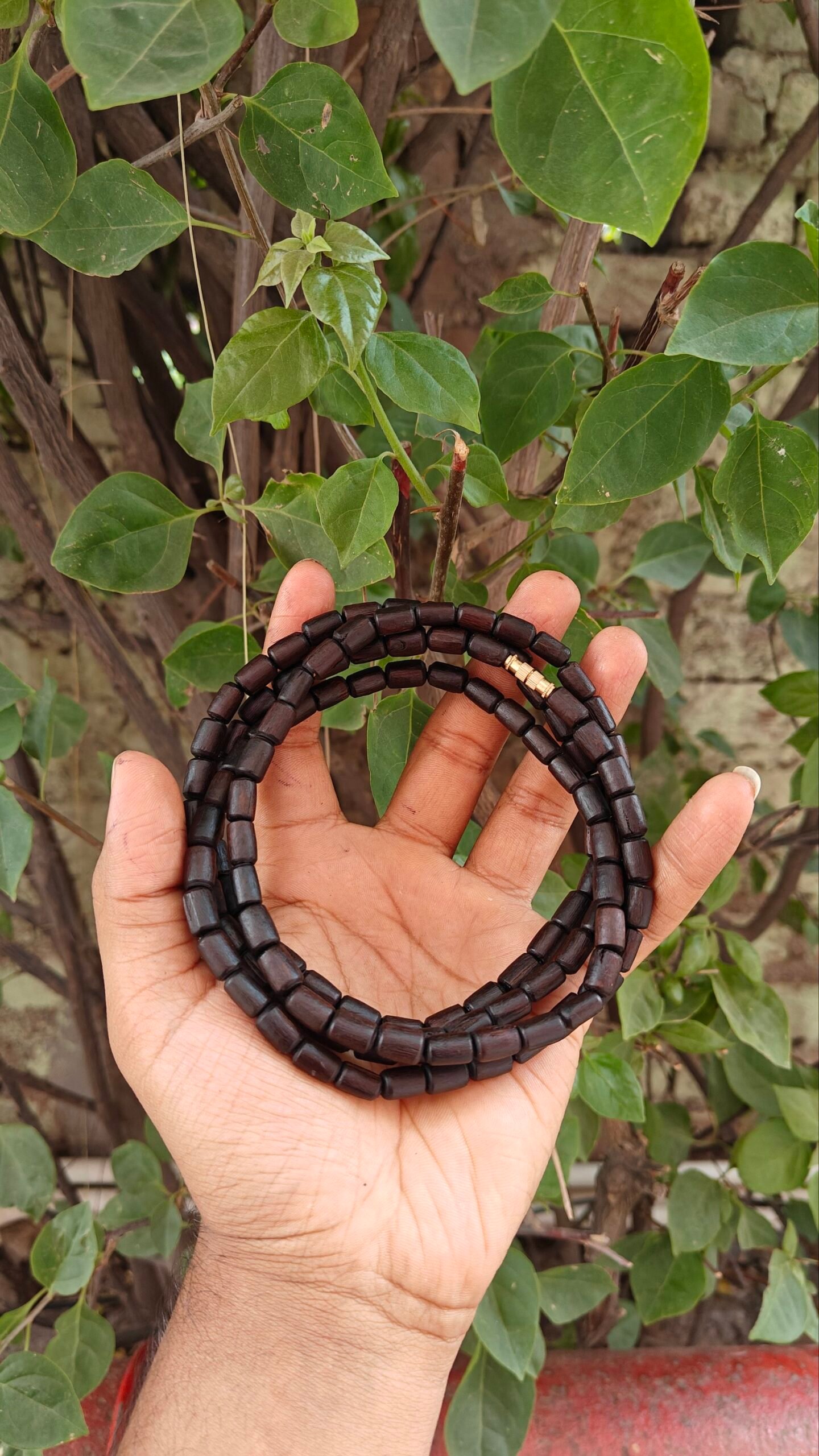 3 Round Black Long Beads Tulsi Kanthi Mala - Image 1