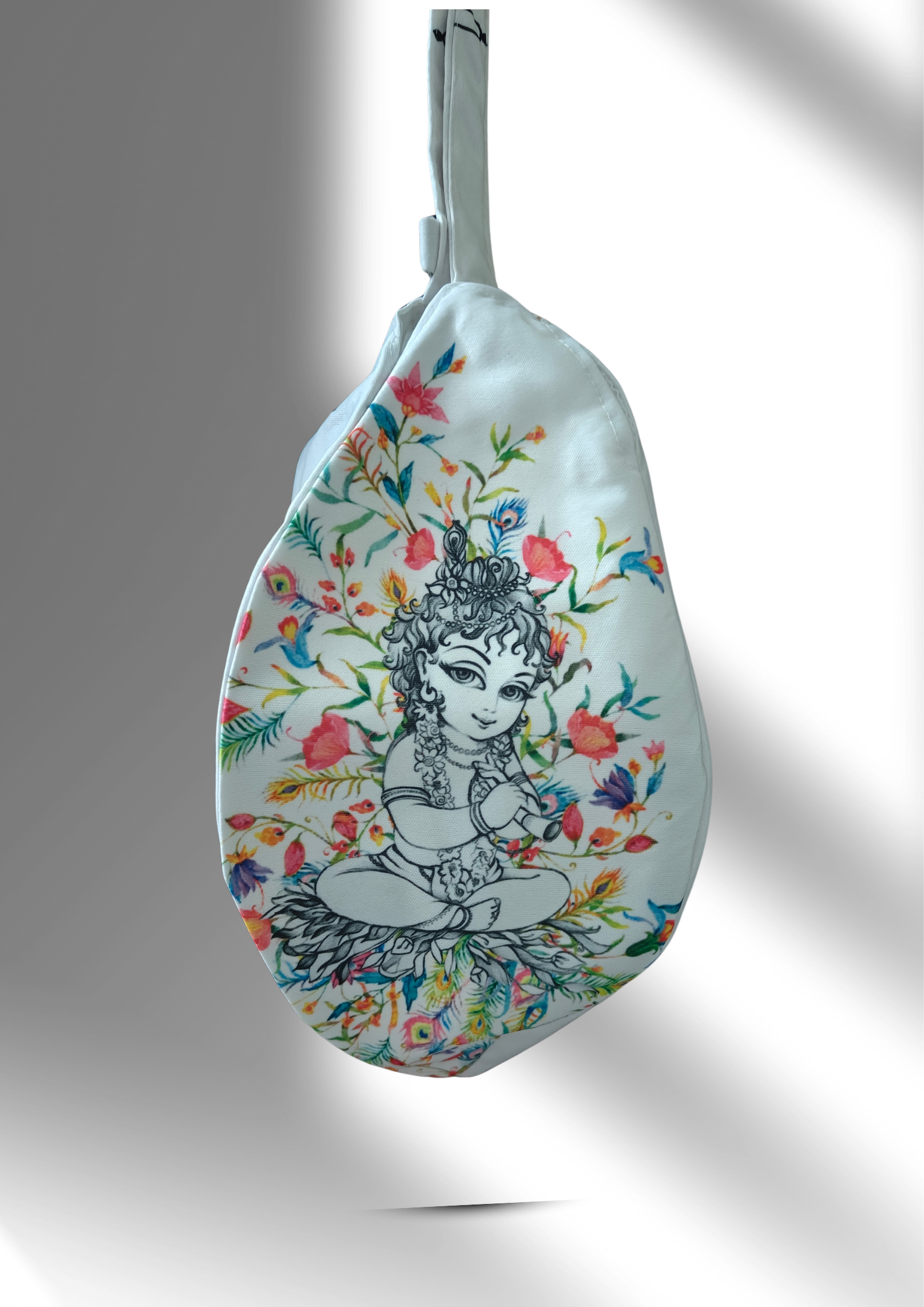 Little Kanha White Multi Print Japa Bag - Image 2