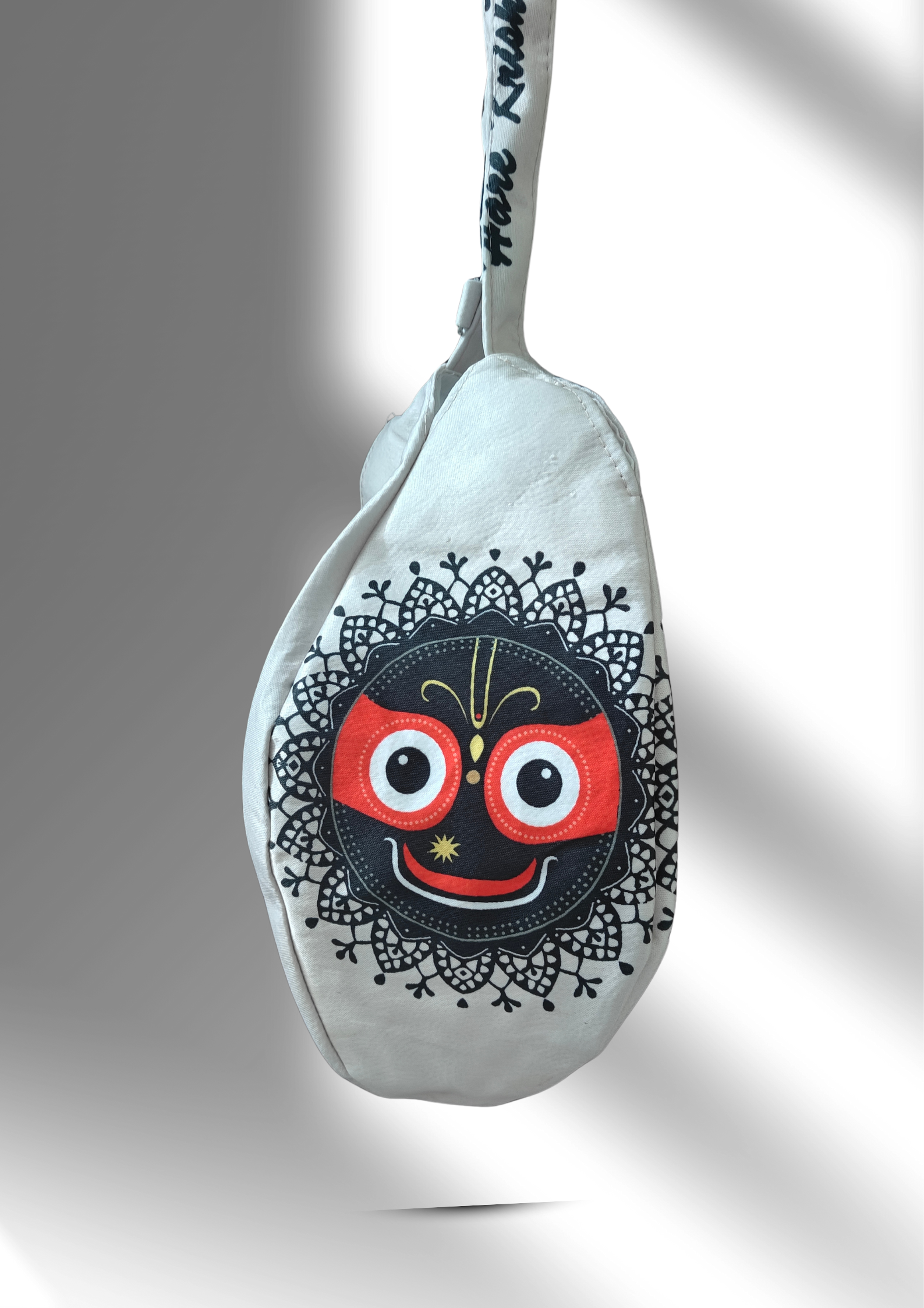 Jagannath Ji beige multi printed japa bag - Image 3