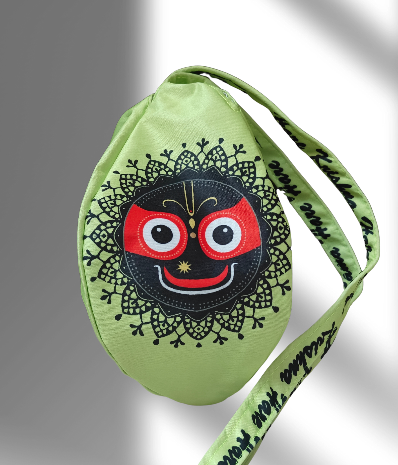 Jagannath Ji green multi printed japa bag - Image 1