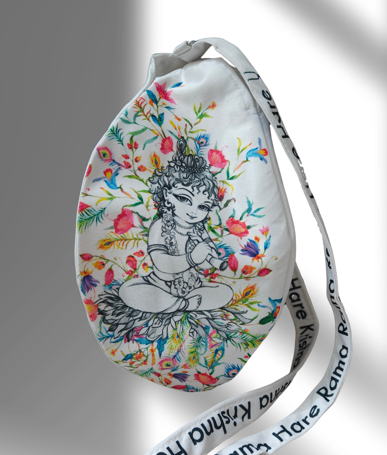 Little Kanha White Multi Print Japa Bag - Image 1