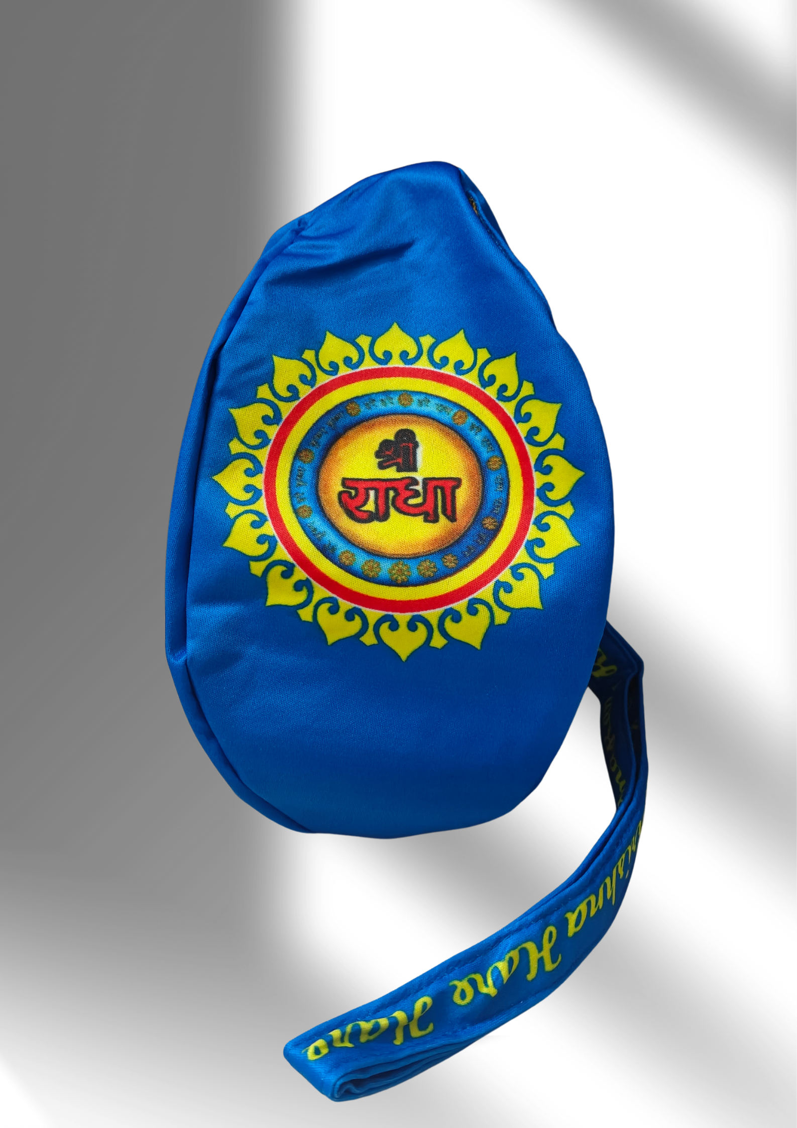 Shree Radha Blue Multi Print Japa Bag - Image 1