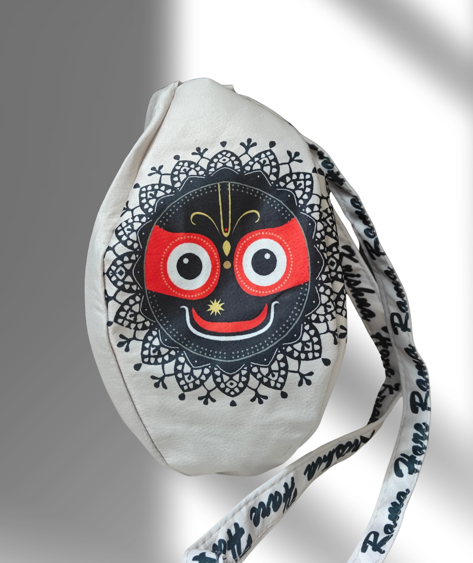 Jagannath Ji beige multi printed japa bag - Image 1