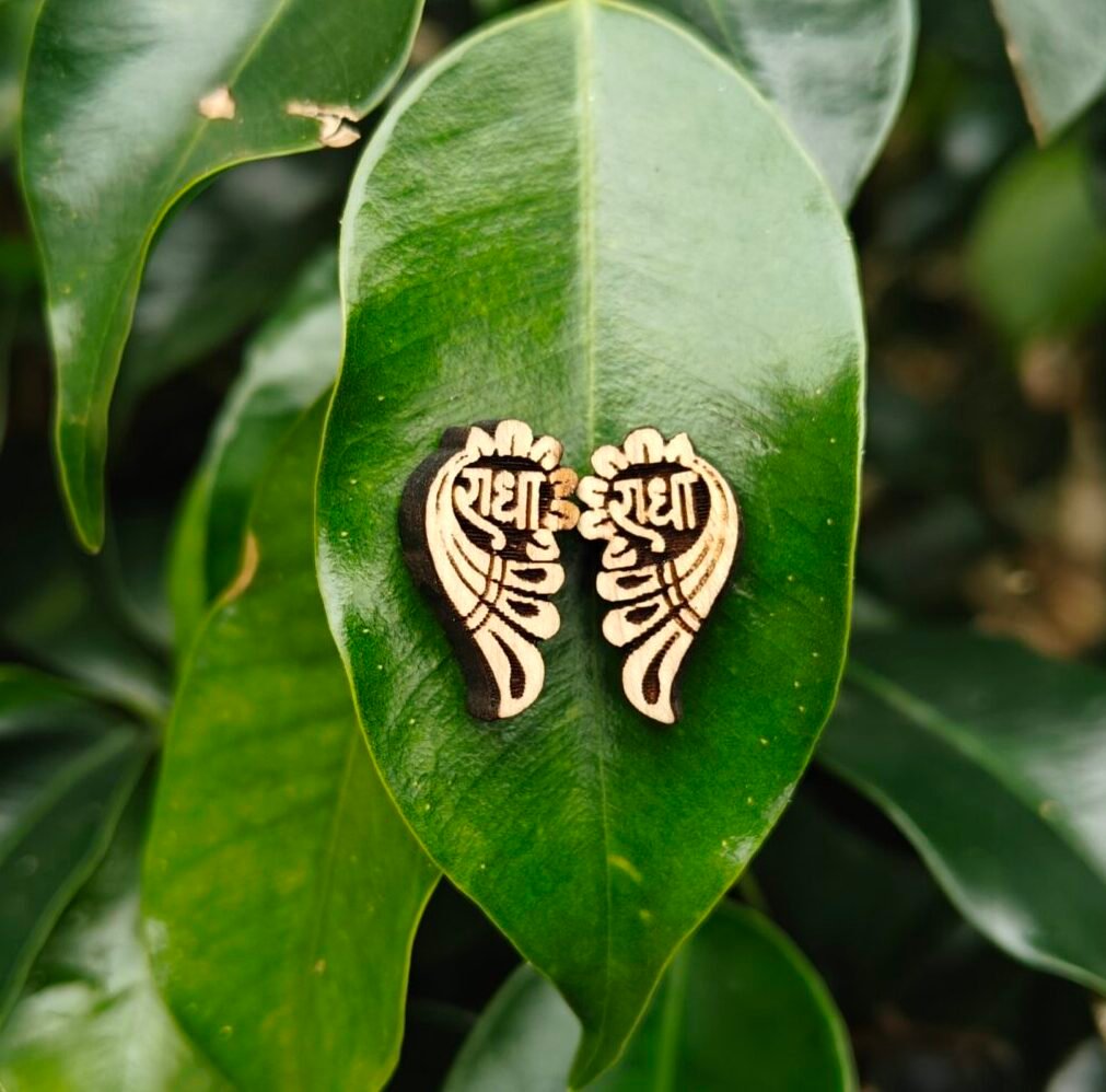 Peacock Shaped Radha Naam Tulsi Earrings - Image 1