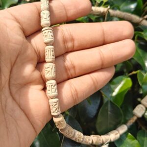 Radha Naam Carved Tulsi Kanthi Mala - Thumbnail Image 2