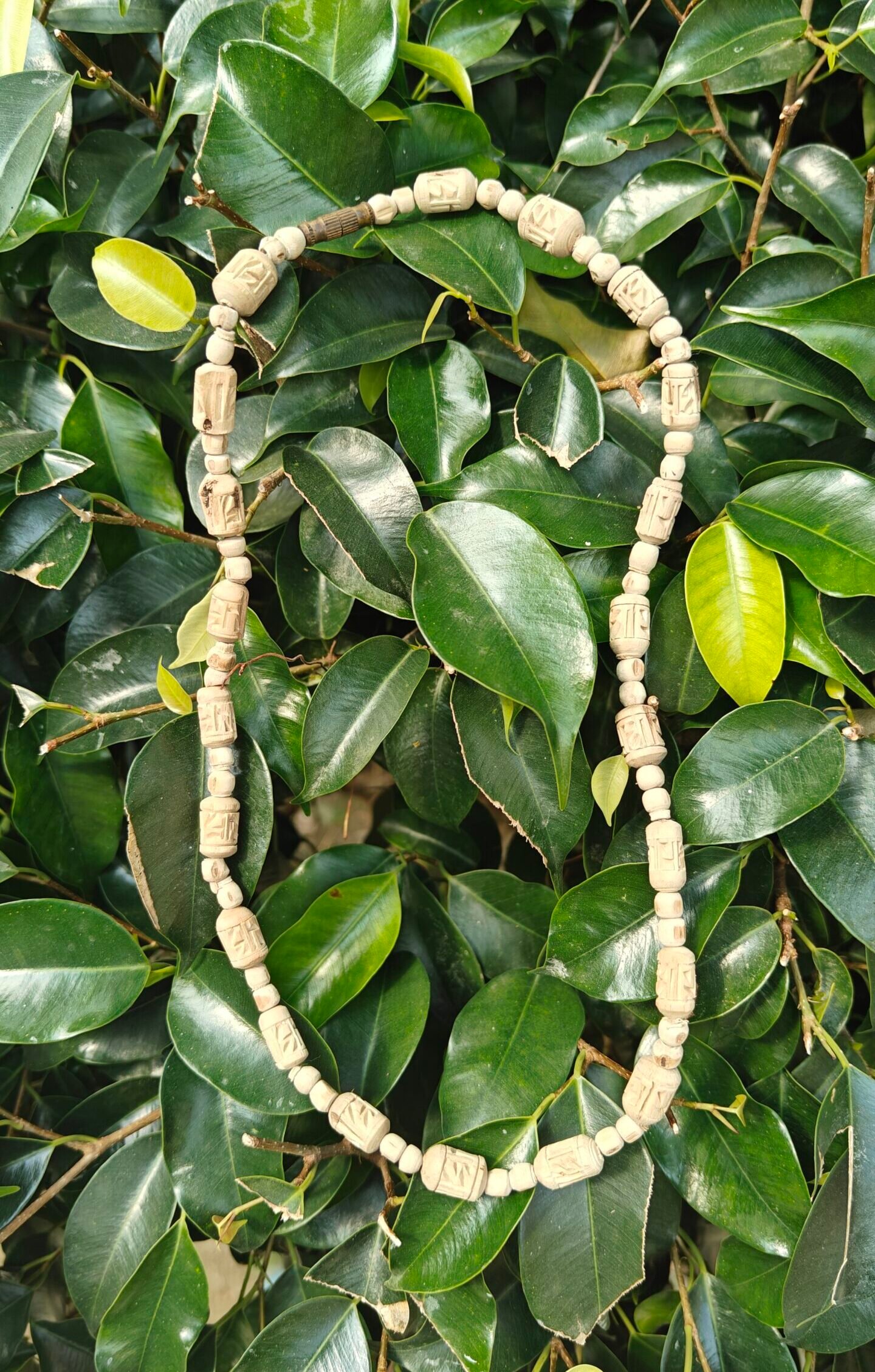 Radha Naam Tulsi Kanthi Mala With Gol Beads - Image 1