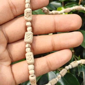 Radha Naam Tulsi Kanthi Mala With Gol Beads - Thumbnail Image 2