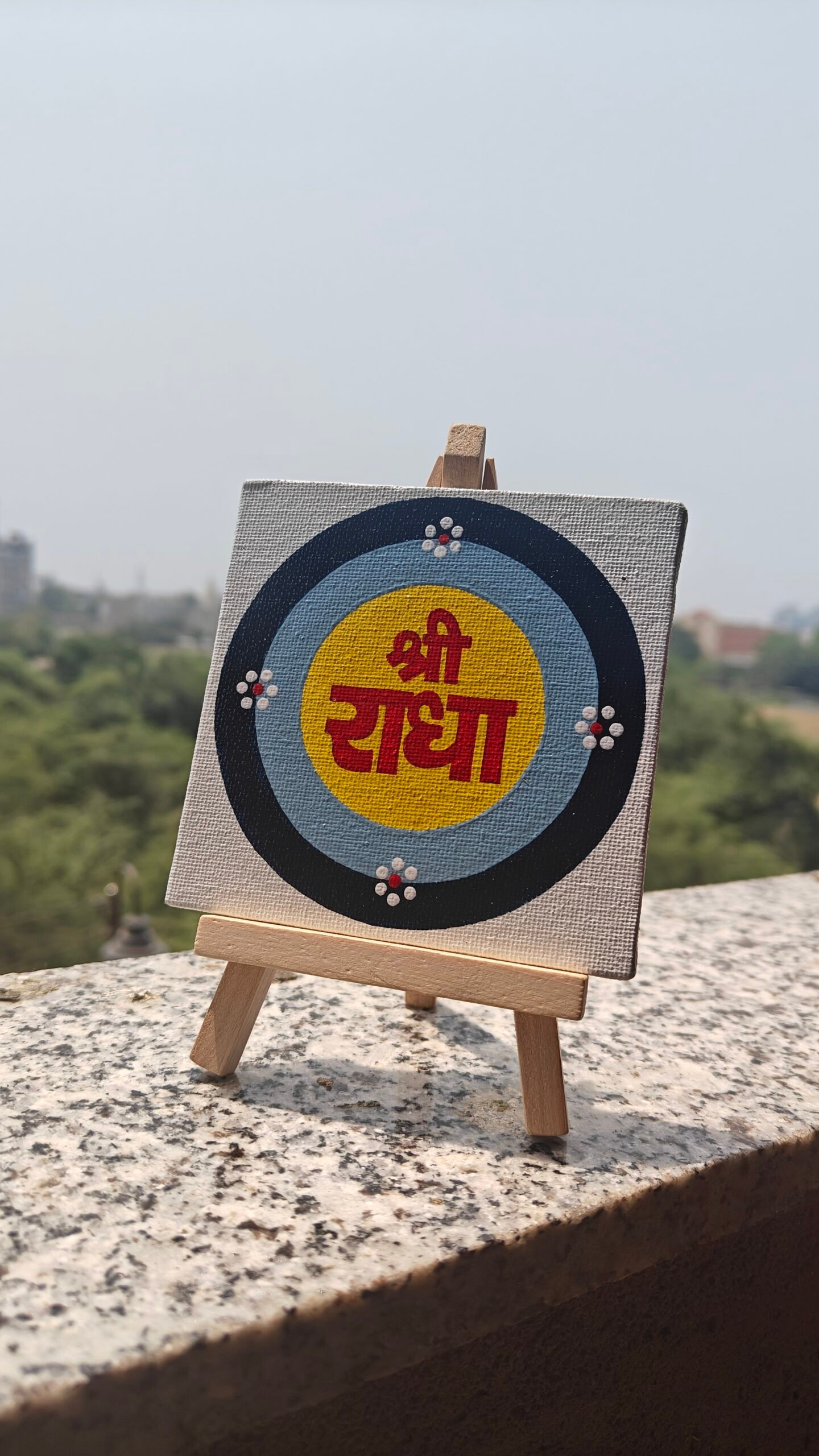 Hand-painted radha naam painting with stand - Image 1